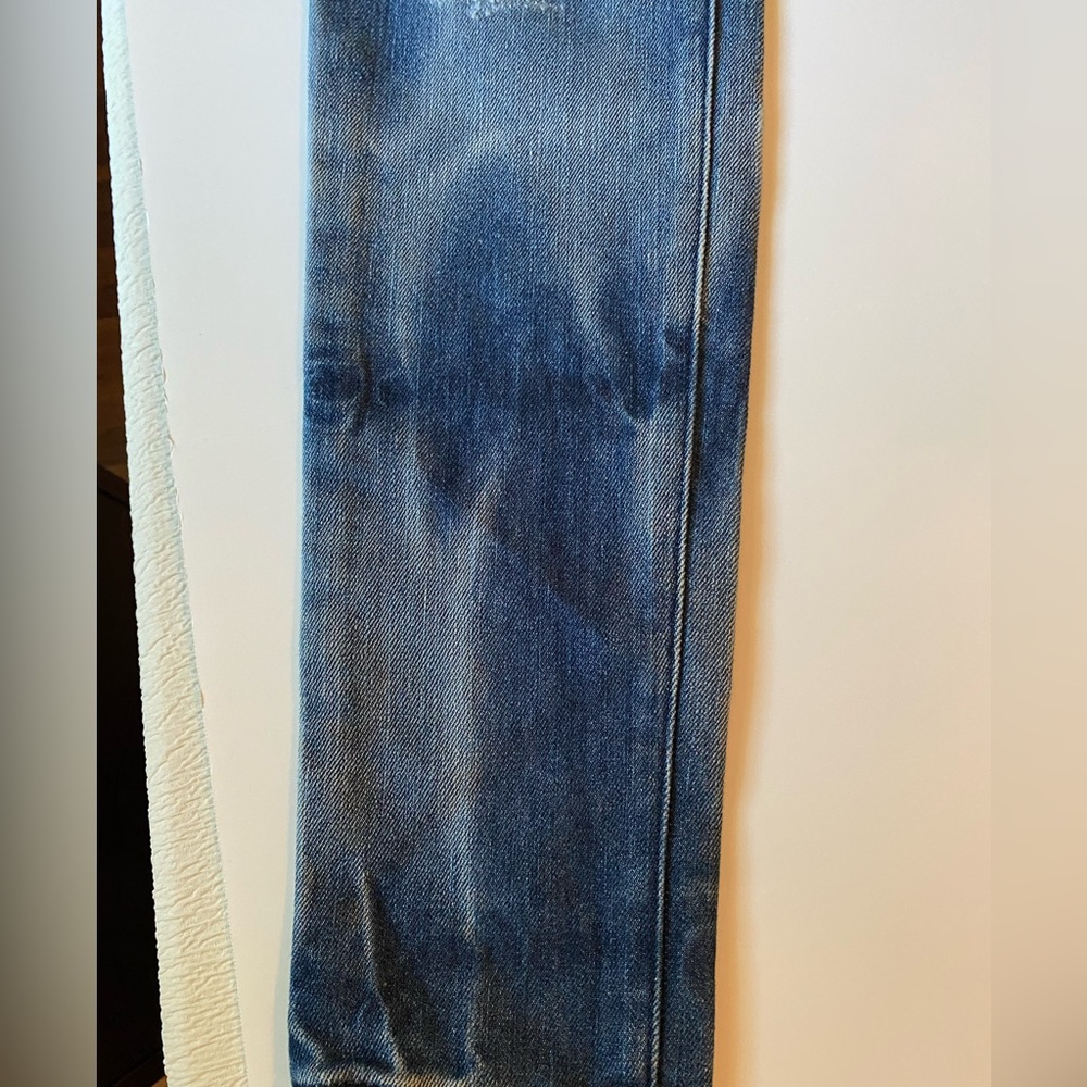 Bebe Patchwork and Distressed Skinny Stretch Blue Jeans, Size 27 - Picture 3 of 9